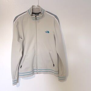Vintage  women’s A5 North Face Light Gray Full-Zip Jacket with Teal Logo